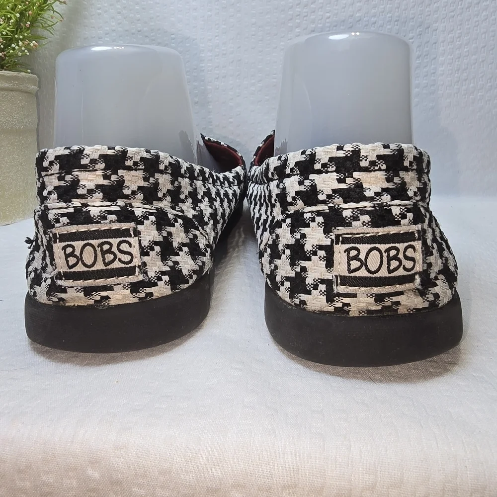 BOBS from Skechers Black and White Houndstooth Loafers